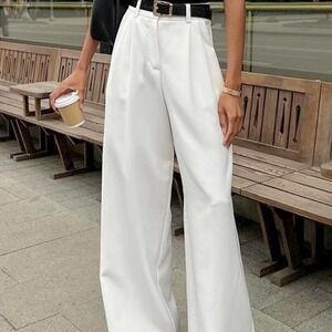 White Wide Leg Pants Commense Minimalist XS